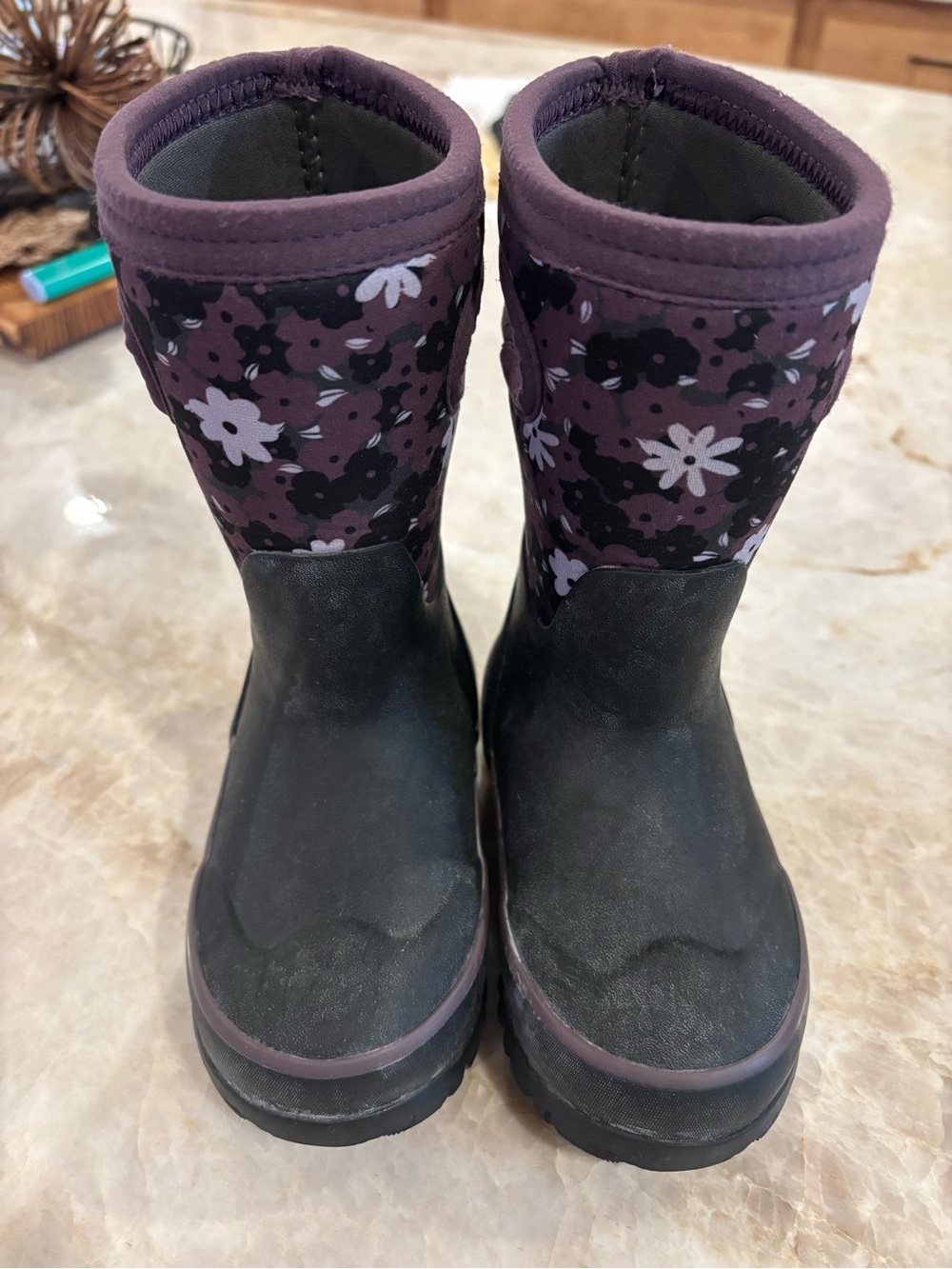 Bogs Purple Floral Girls' Waterproof Rain & Snow Boots